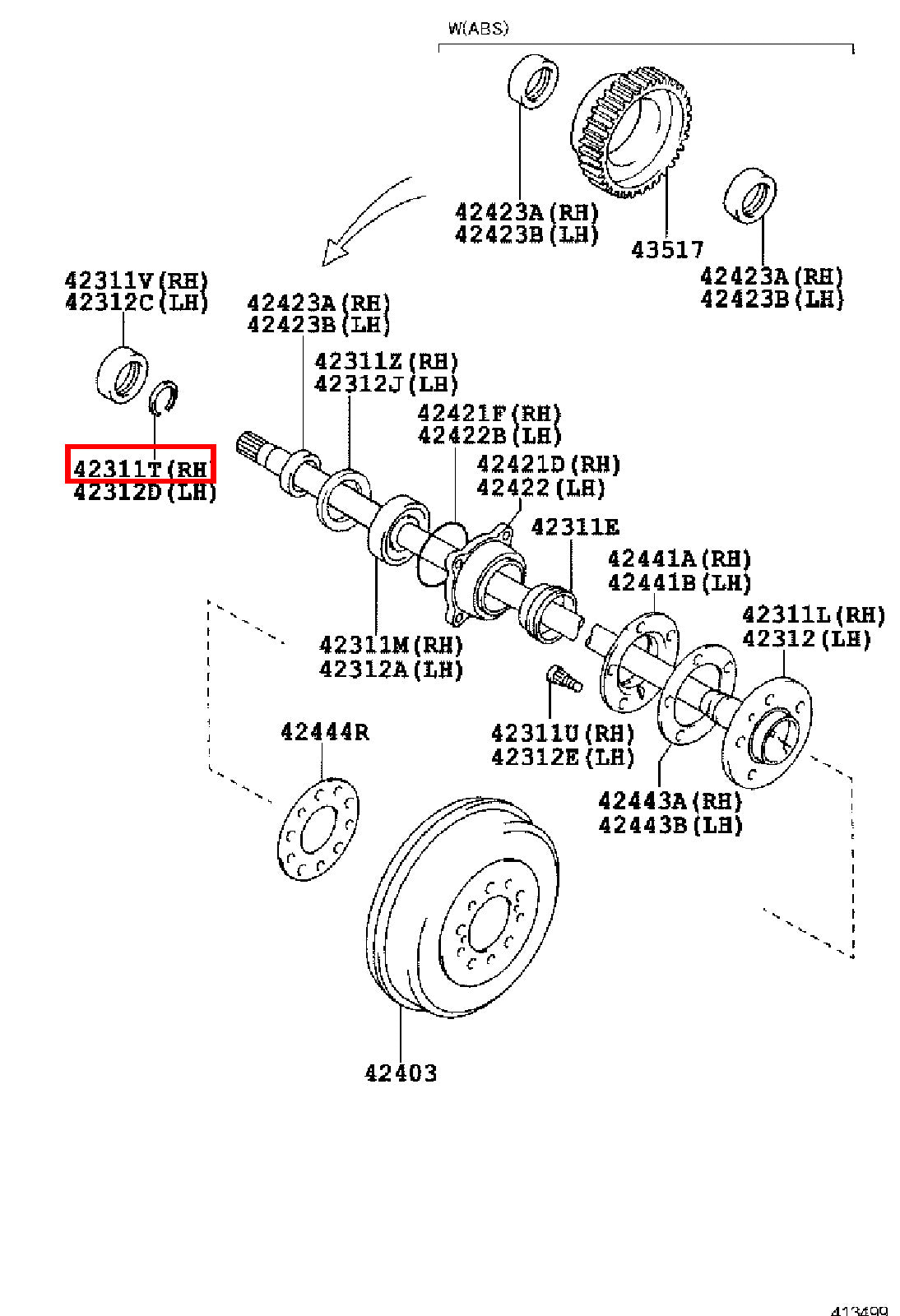 Genuine Fortuner KUN51 KUN50 KUN156 GUN166 GUN165 LH Rear Axle Shaft Snap Ring