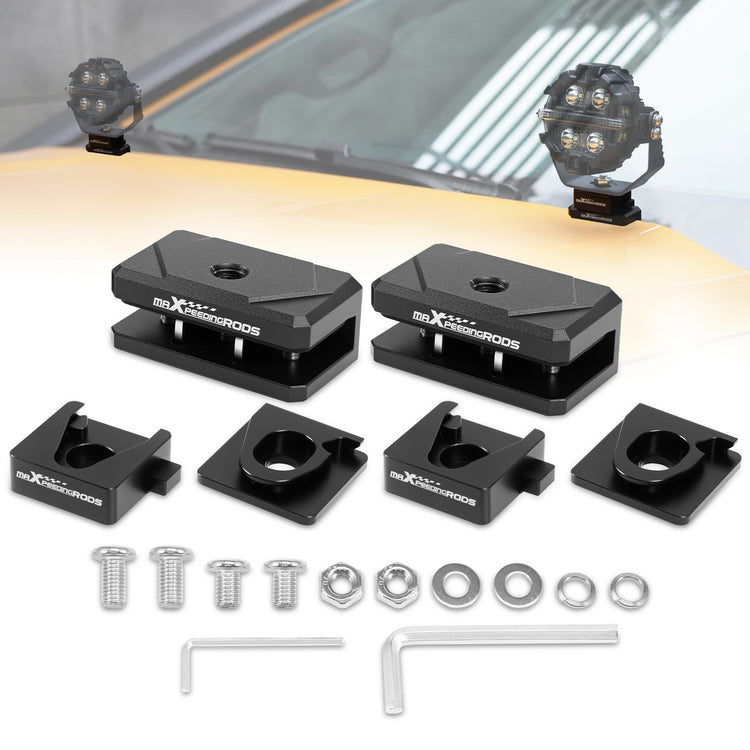 Hood Mounting Brackets For LED Light Bar Truck Jeep SUV CNC Aluminum Universal