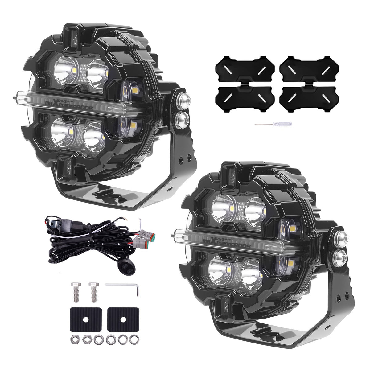 270° LED Driving Light Bar 3.5inch 19200LM Spot Flood Combo RGB DRL White Amber