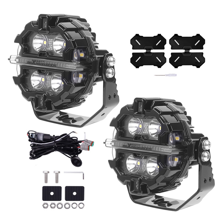 270° LED Driving Light Bar 3.5inch 19200LM Spot Flood Combo RGB DRL White Amber
