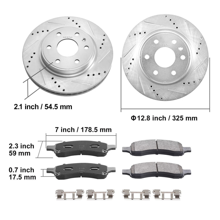 VEVOR Drilled Slotted Front Brake Rotors Pads Kit for Chevy Traverse GMC Acadia