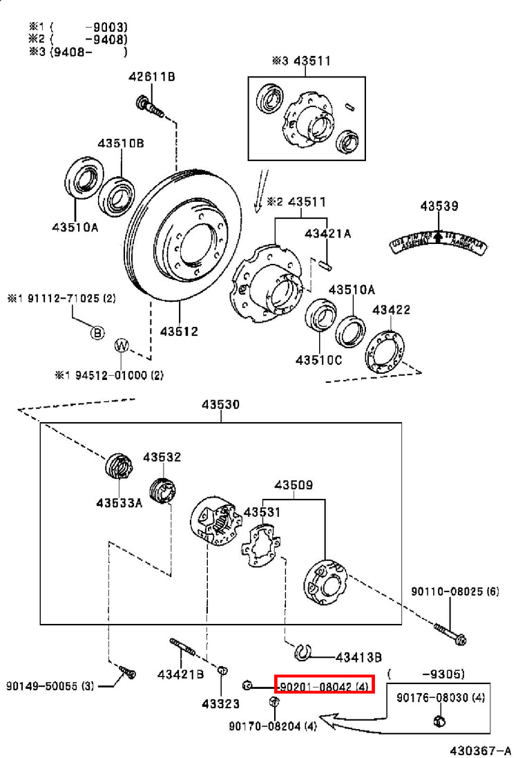 Genuine Regius Ace KZH138 T100 VCK21 VCK20 Front Axle Hub Stud Washer