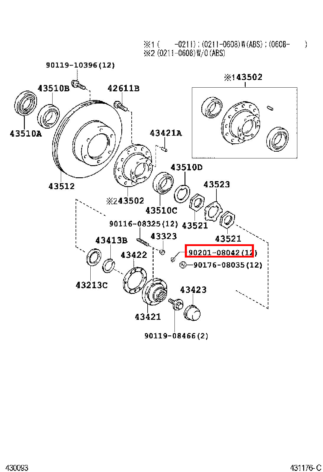 Genuine Regius Ace KZH138 T100 VCK21 VCK20 Front Axle Hub Stud Washer