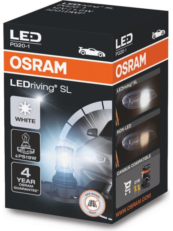 Osram Pkt 1 Ps19W LED Globe 12V 1.8W Pg20-1 Base 6,000K Cool White (5201DWP)