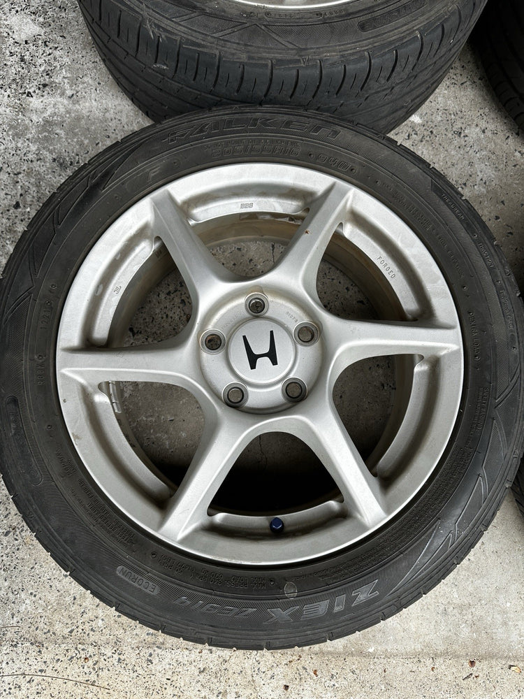 JDM Honda S2000 AP1 BBS Forged 16" Wheels & Tires OEM 6-Spoke Staggered 5x114.3