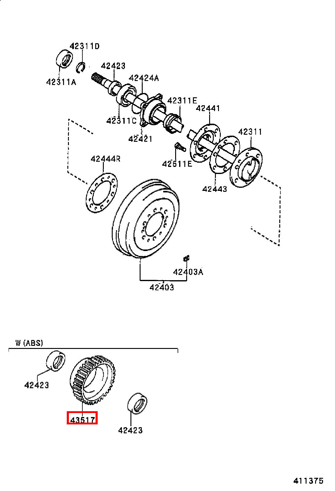 Genuine Hilux KZN165 KUN36 KUN35 KUN26 KUN25 KUN16 KUN15 Rear Axle ABS Rotor
