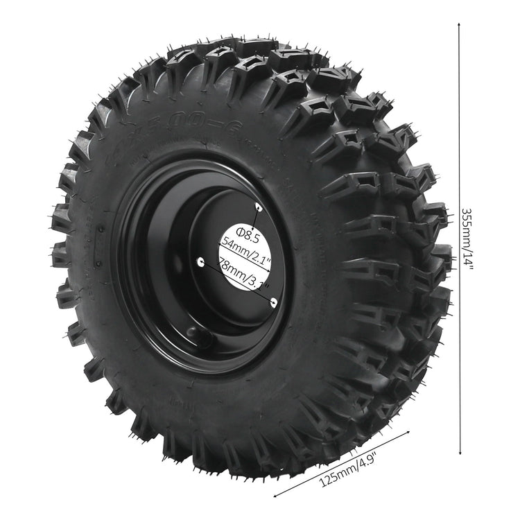 4Pack 14x5-6 14x5.00-6 Tyre Rim Wheel 6" 3 Hole 78mm for Go Kart ATV Quad E Bike