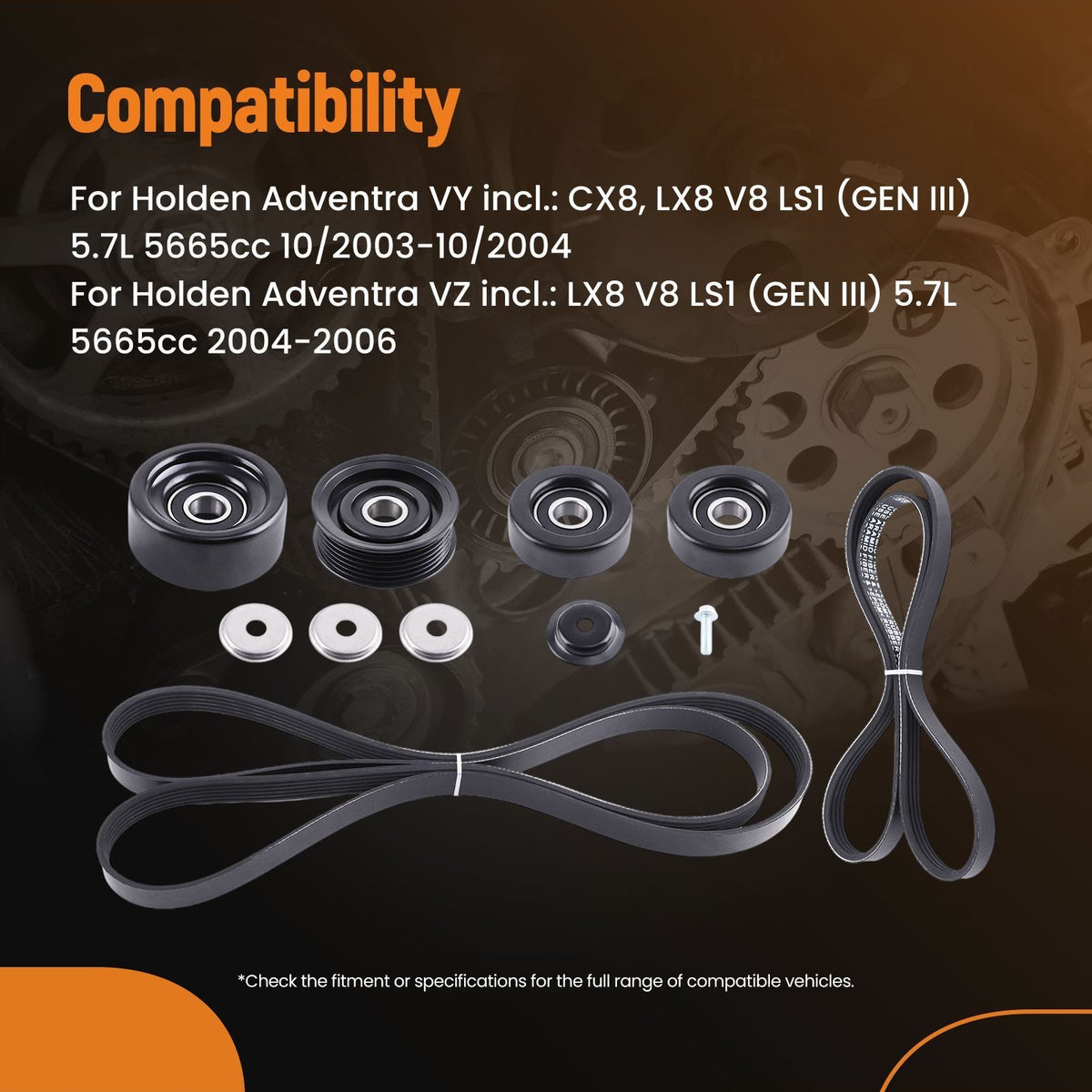 V-Ribbed Belt Kit for Holden Commodore VT VX VY VZ GEN III ZPN33742