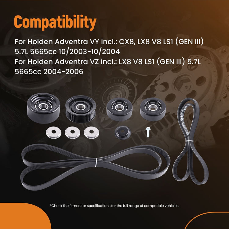 V-Ribbed Belt Kit for Holden Commodore VT VX VY VZ GEN III ZPN33742