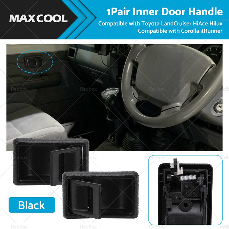 Pair Black Inner Door Handles Suitable For Toyota LandCruiser 75 78 79 Series