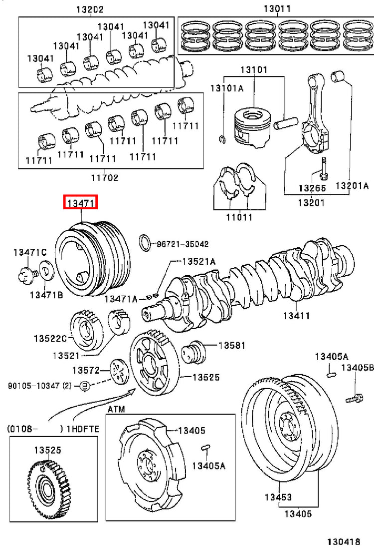 Genuine LandCruiser HZJ81 HZJ80 1HZ Crankshaft Harmonic Balancer Pulley
