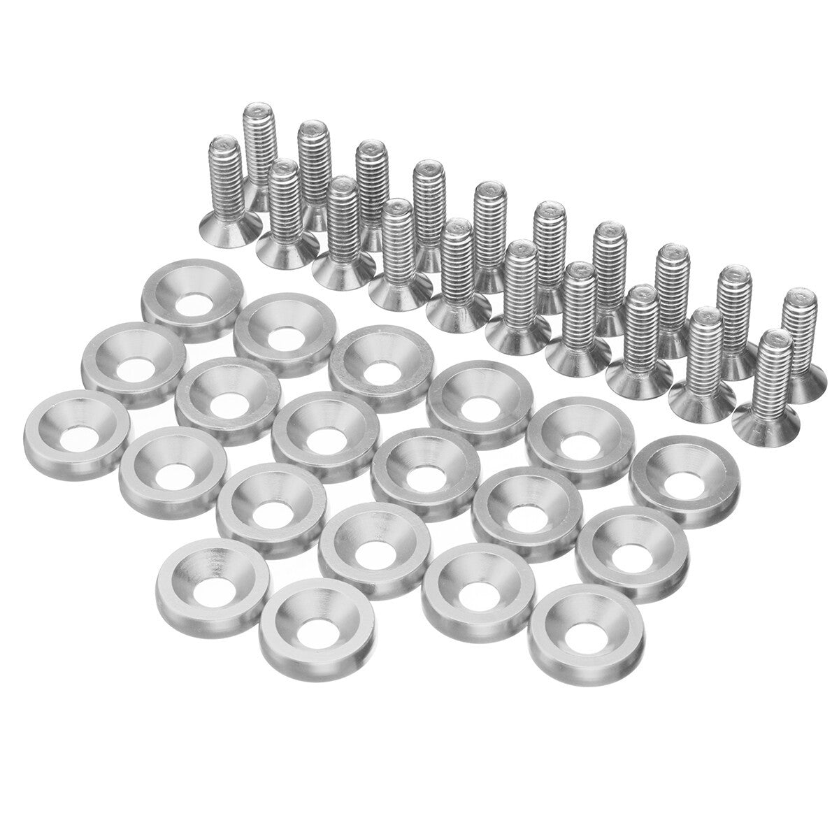 40pcs Washer Bolt Fender Bumper Silver Engine Bay Dress Up Set Aluminum M6x15mm.