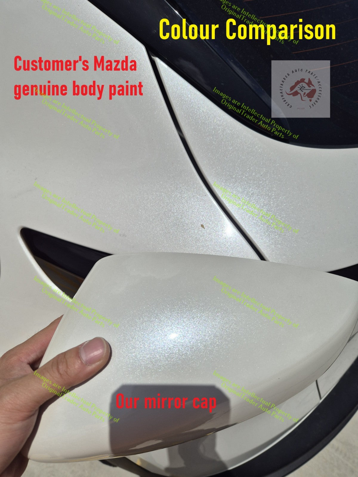 Left Door Mirror Cap Housing Case fits Mazda 2 DJ DL Snowflake White Pearl 25D