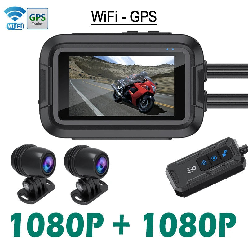 Dual 1080P Motorcycle DVR Dash Cam Front Rear Camera WiFi GPS Waterproof