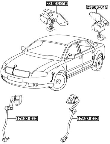 17603-022 Febest Level Sensor, Front Left (With Link) 4E0941285G