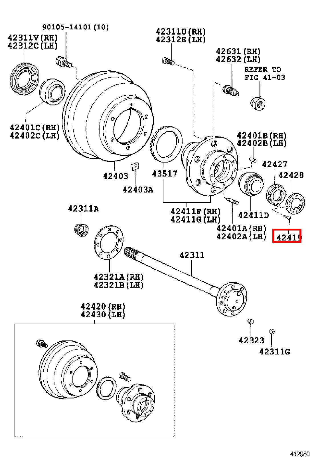 Genuine Dyna ToyoAce RZY281 RZY231 RZY230 Rear Wheel Bearing Hub Nut Screw