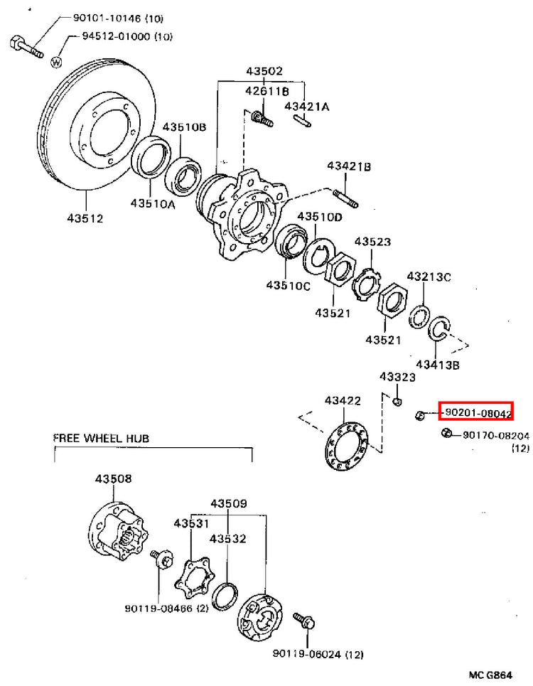 Genuine Regius Ace KZH138 T100 VCK21 VCK20 Front Axle Hub Stud Washer