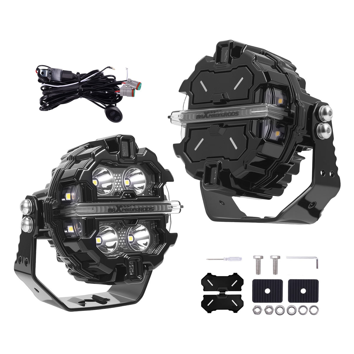 270° LED Driving Light Bar 3.5inch 19200LM Spot Flood Combo RGB DRL White Amber