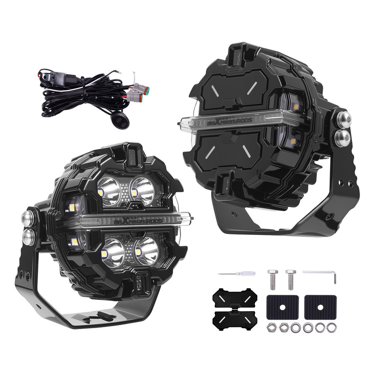 270° LED Driving Light Bar 3.5inch 19200LM Spot Flood Combo RGB DRL White Amber