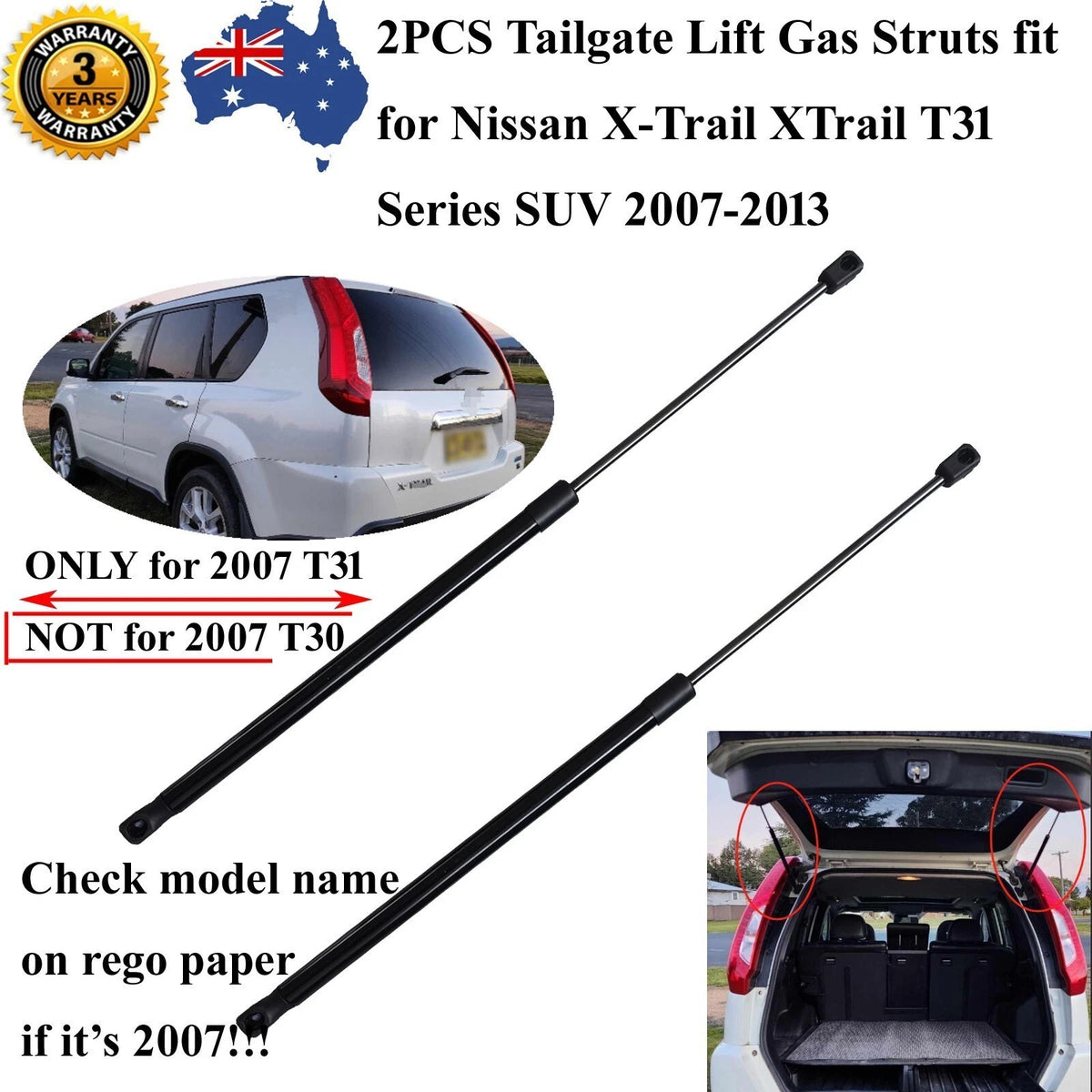 2x Rear Tailgate Boot Gas Strut for Nissan X-Trail T31 Model 2007-2014 SUV 585mm
