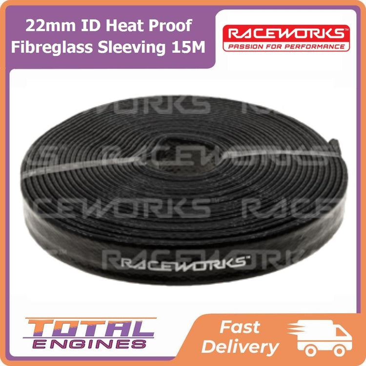 Raceworks 22mm ID Heat Proof Fibreglass Sleeving 15M - RWM-051-22MM-15M