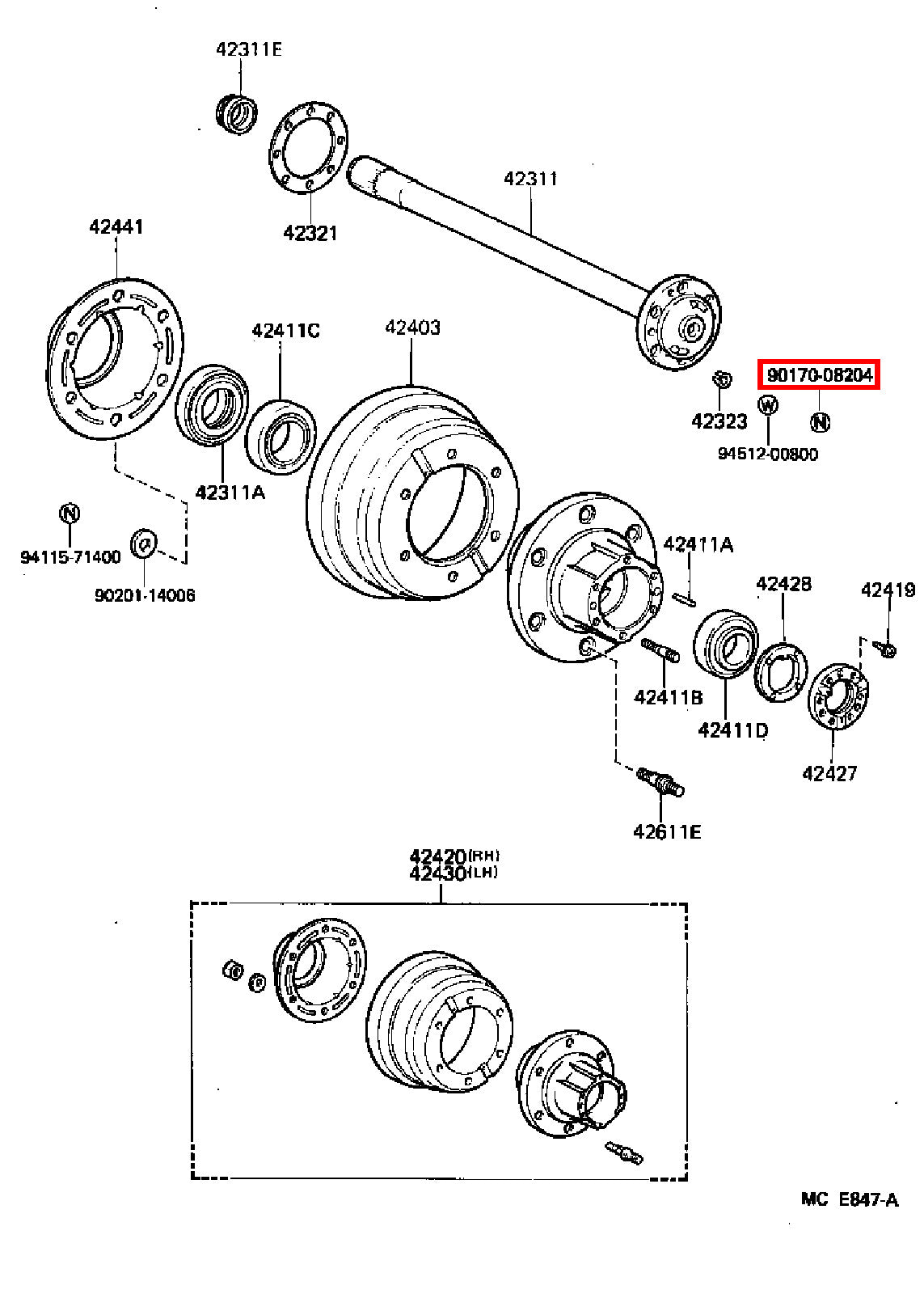 Genuine Dyna YY211 LY235 LY212 LY211 Dyna ToyoAce KDY220 Rear Axle Hub Stud Nut
