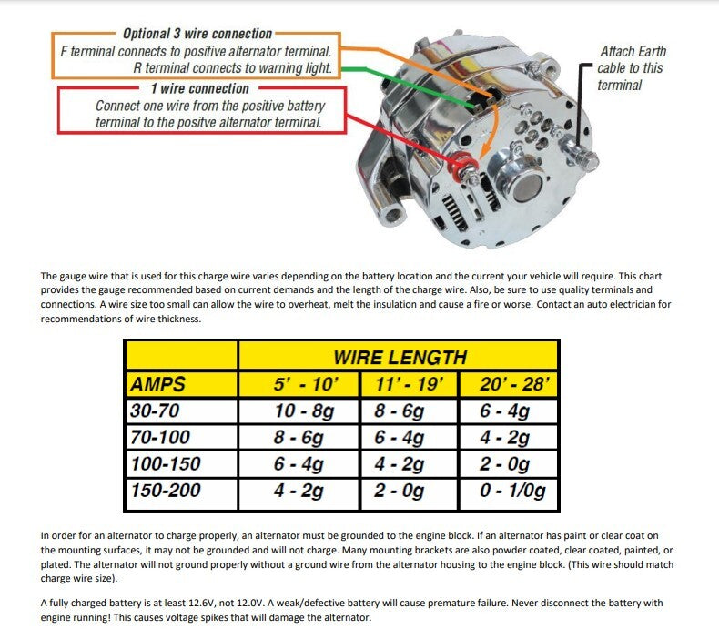 Chev GM Alternator Chrome 105 Amp Single Wire Internal Regulator Hot Rod Holden