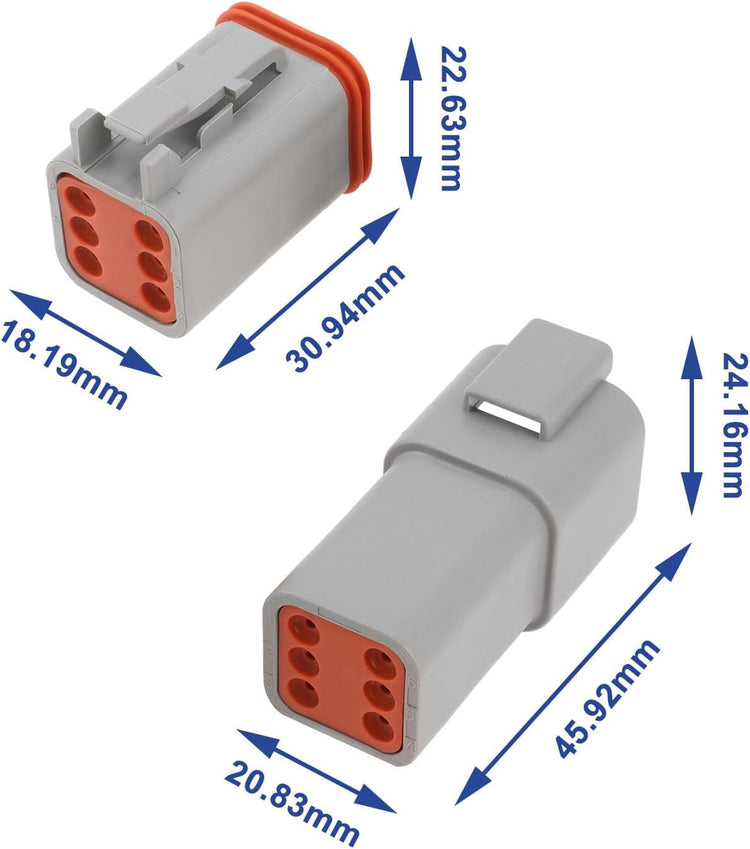 2Set 6 Pin Waterproof Electrical Connector Kit DT04-6P DT06-6S Compatible with D