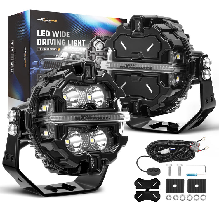 270° LED Driving Light Bar 3.5inch 19200LM Spot Flood Combo RGB DRL White Amber