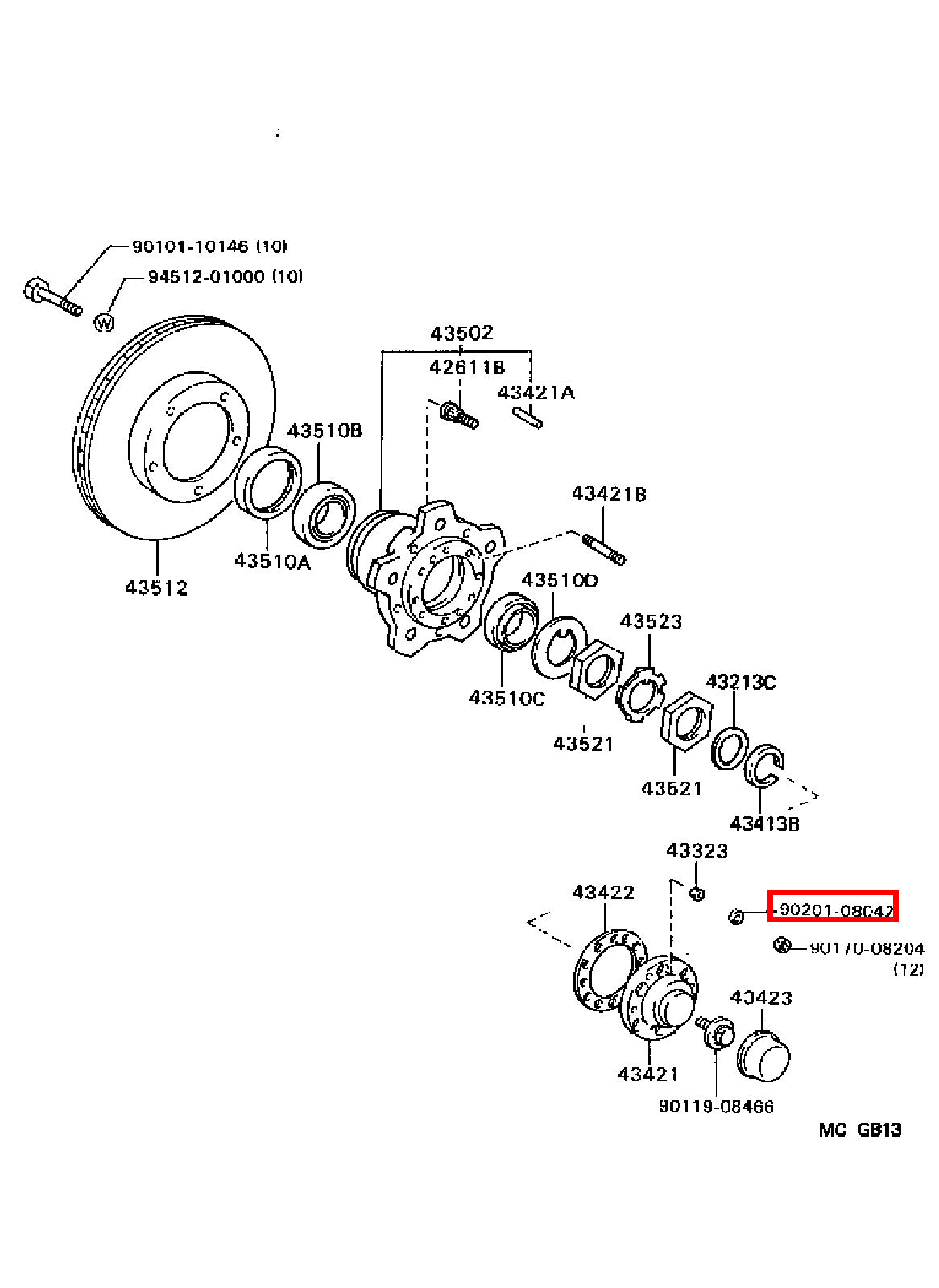 Genuine Regius Ace KZH138 T100 VCK21 VCK20 Front Axle Hub Stud Washer