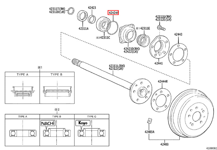 Genuine Tundra VCK40 VCK30 UCK41 UCK40 UCK31 UCK30 Rear Axle Bearing Seal O Ring