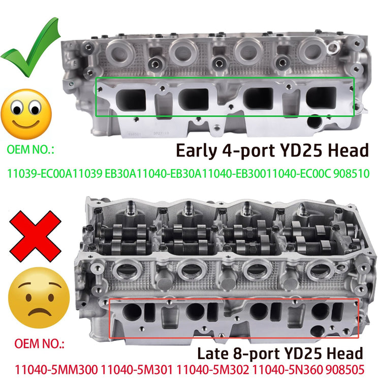 Complete Cylinder Head Kit for Nissan Navara D40 D22 2.5L YD25 Diesel 2005-2019