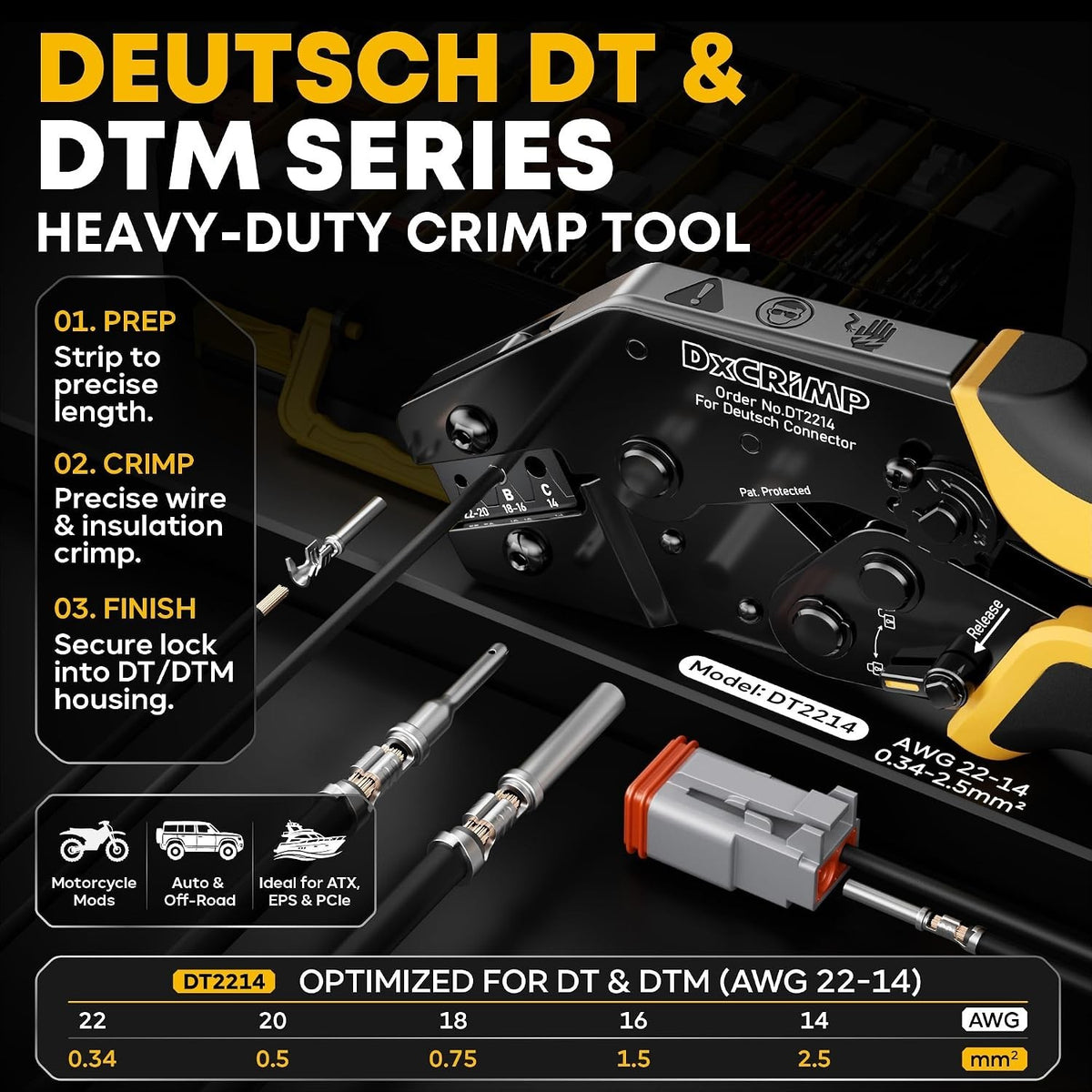 Deutsch DT DTM Connector Crimping Tool Kit with Removal Tool-2/3/4/6 Pin Waterp