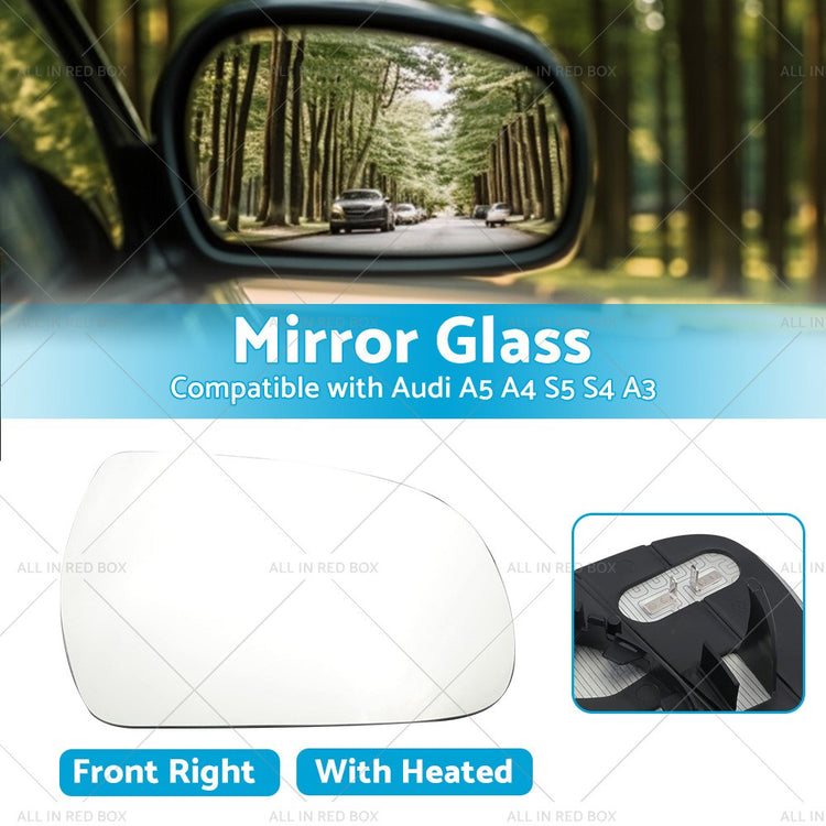 Right Side Mirror Glass Heated Suitable for Audi A3 2011–2013