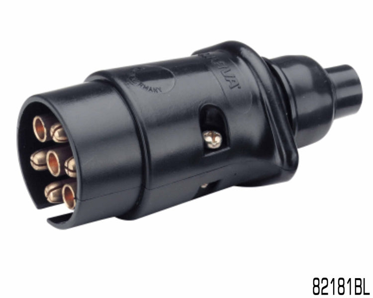 NARVA 7 PIN LARGE ROUND PLASTIC TRAILER PLUG 30A @12V PER POLE 82181BL