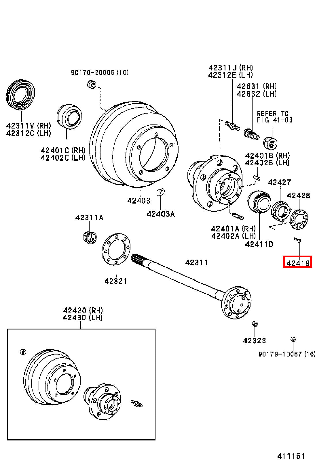 Genuine Dyna ToyoAce RZY281 RZY231 RZY230 Rear Wheel Bearing Hub Nut Screw
