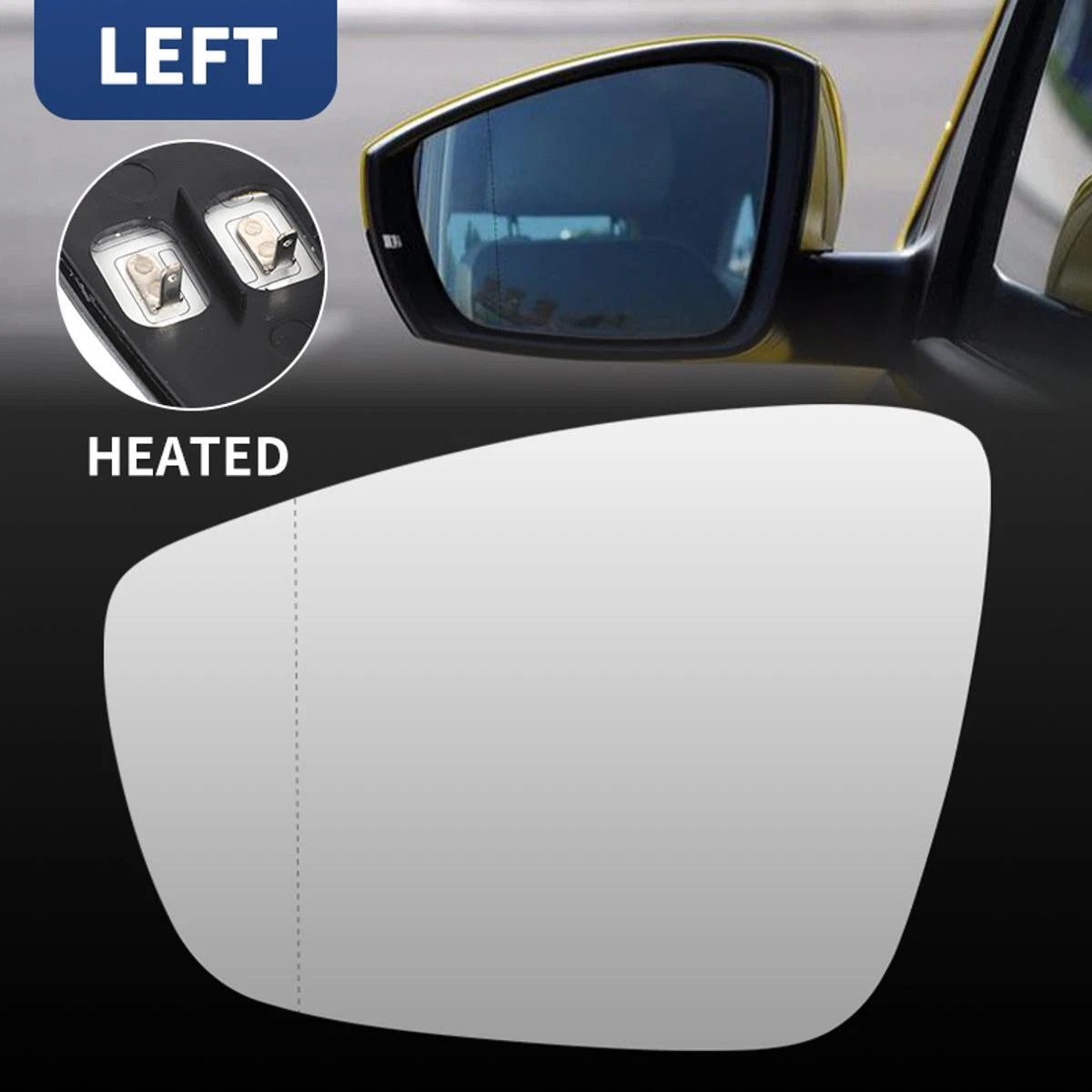 Car Left Side Mirror glass for VW POLO 2010-2017 Heated Convex with Base Plate