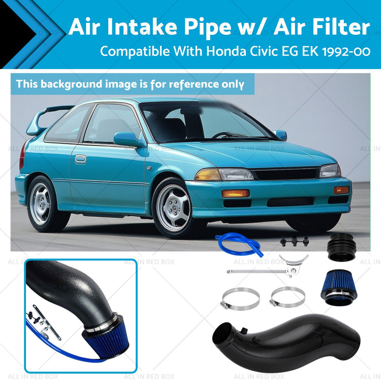 Air Intake Pipe w/ Air Filter Black Plastic Suitable for Honda Civic EG EK 92-00