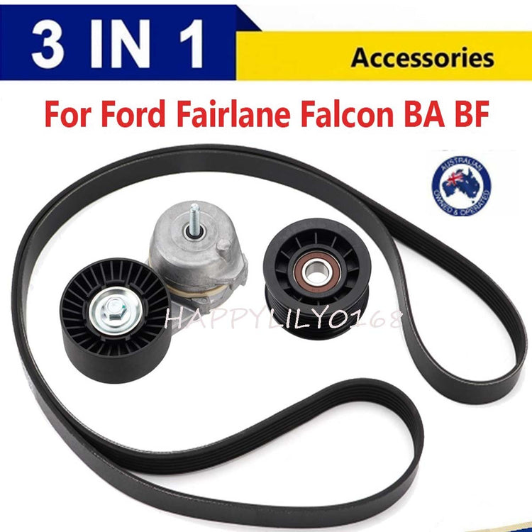 Drive Belt Tensioner + Pulley + Belt Kit for fit Ford Falcon BA BF FG 4.0L Sedan