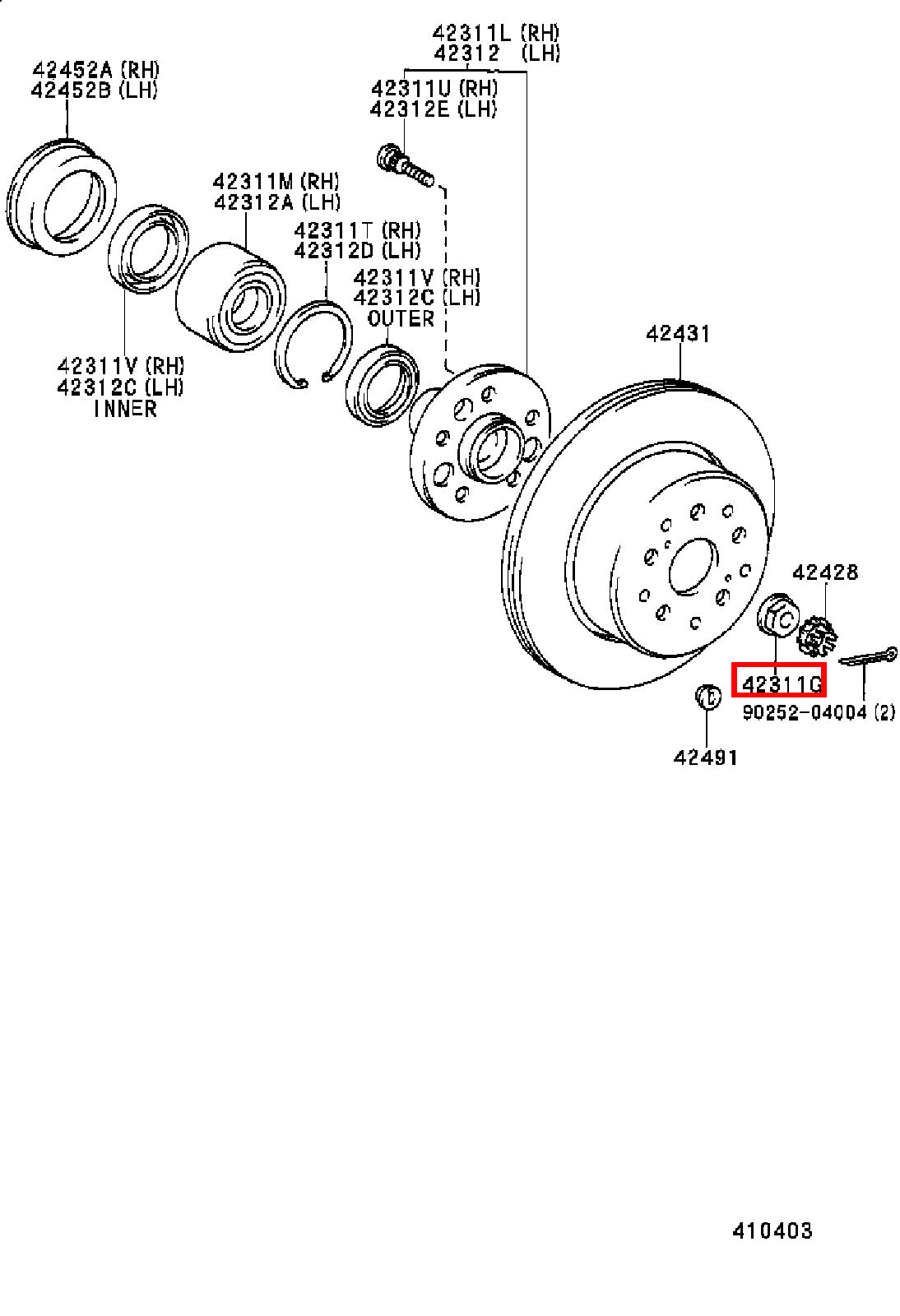 Genuine Hiace RCH29 RCH28 RCH23 RCH22 RCH19 RCH18 RCH13 Rear Axle Shaft Nut