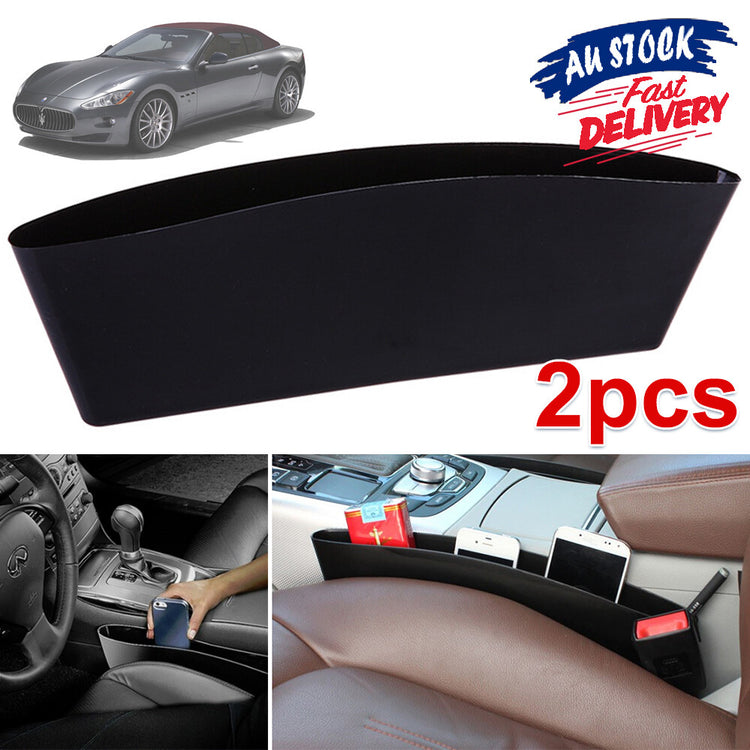 2Pcs Car Seat Side Slit Gap Catcher Filler Storage Box Pocket Organizer Holder