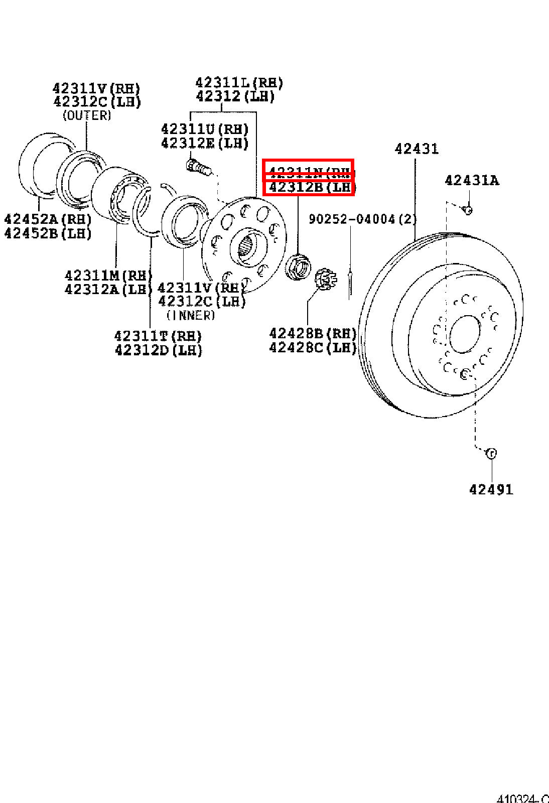 Genuine Hiace RCH29 RCH28 RCH23 RCH22 RCH19 RCH18 RCH13 Rear Axle Shaft Nut