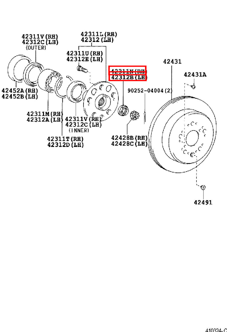 Genuine Hiace RCH29 RCH28 RCH23 RCH22 RCH19 RCH18 RCH13 Rear Axle Shaft Nut