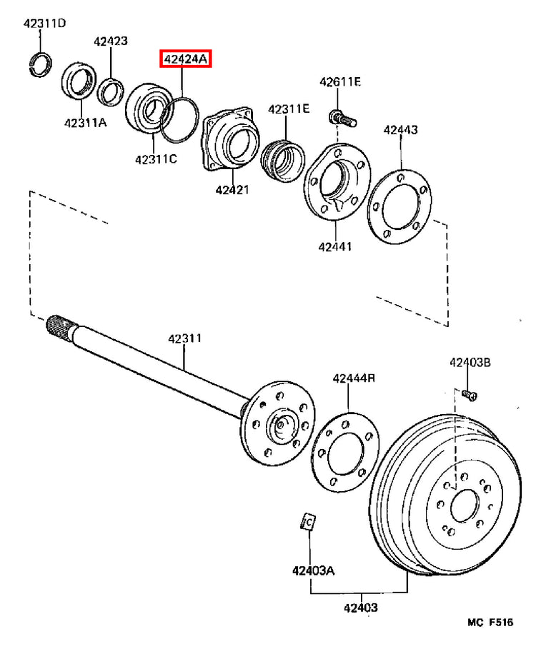 Genuine Tundra VCK40 VCK30 UCK41 UCK40 UCK31 UCK30 Rear Axle Bearing Seal O Ring