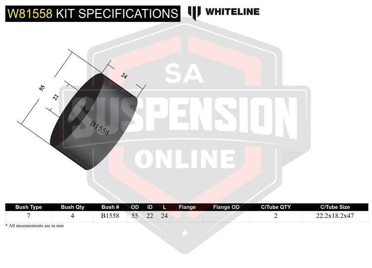 Whiteline W81558 - Strut Rod - To Chassis Bushing Kit (Rod/Strut- wheel suspensi