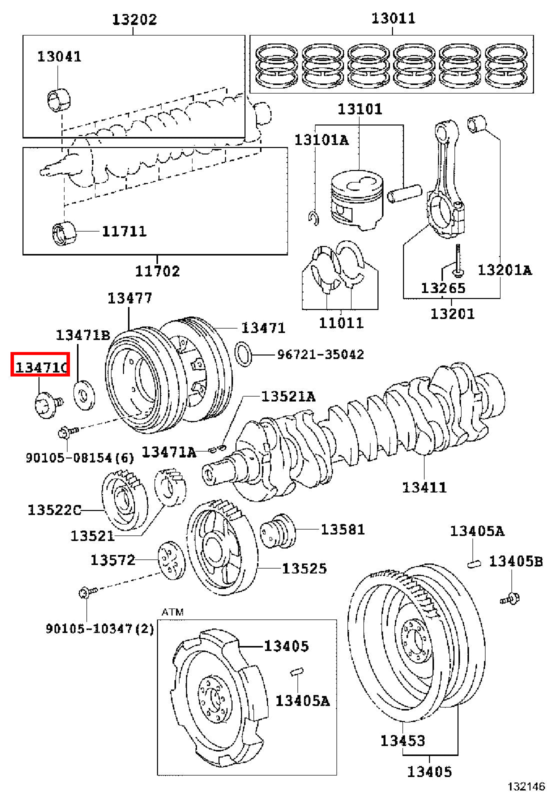 Genuine LandCruiser HDJ79 HDJ78 1HD Crankshaft Harmonic Balancer Pulley Bolt