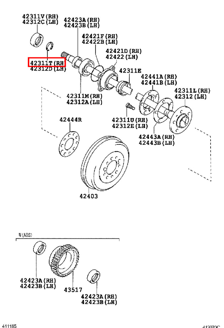 Genuine Fortuner KUN51 KUN50 KUN156 GUN166 GUN165 LH Rear Axle Shaft Snap Ring
