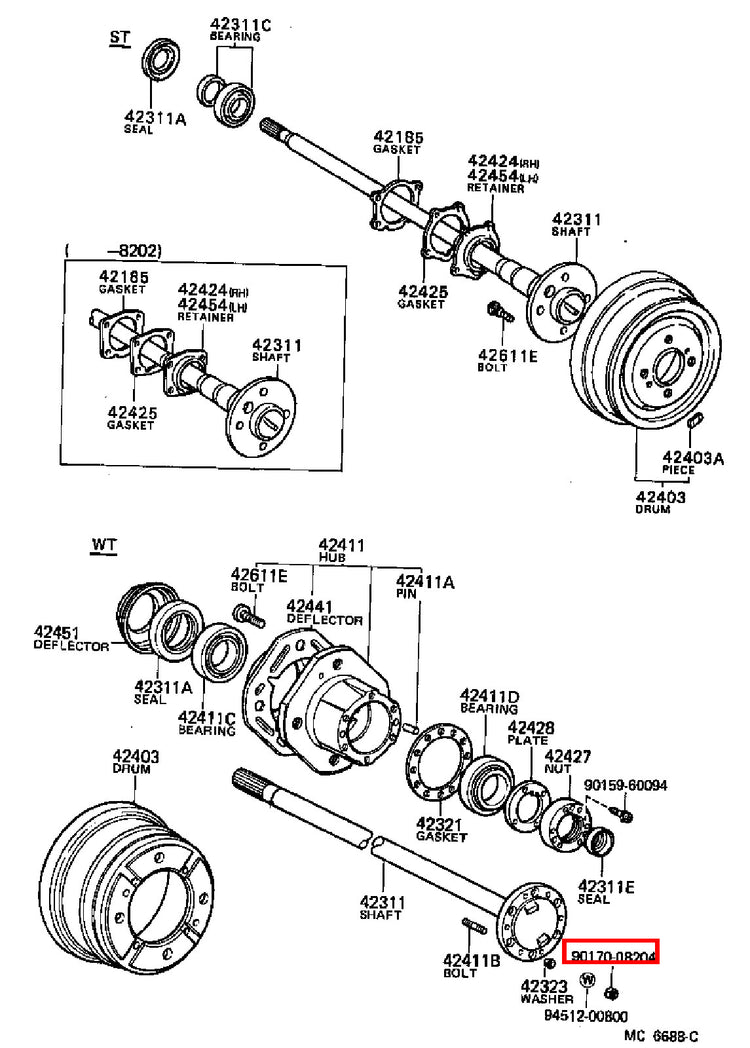Genuine Dyna YY211 LY235 LY212 LY211 Dyna ToyoAce KDY220 Rear Axle Hub Stud Nut