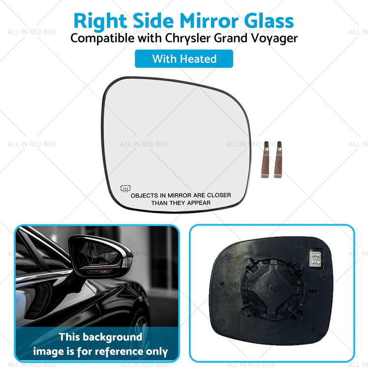 Right Side Mirror Glass Suitable for Chrysler Grand Voyager 08-15 Heated Convex