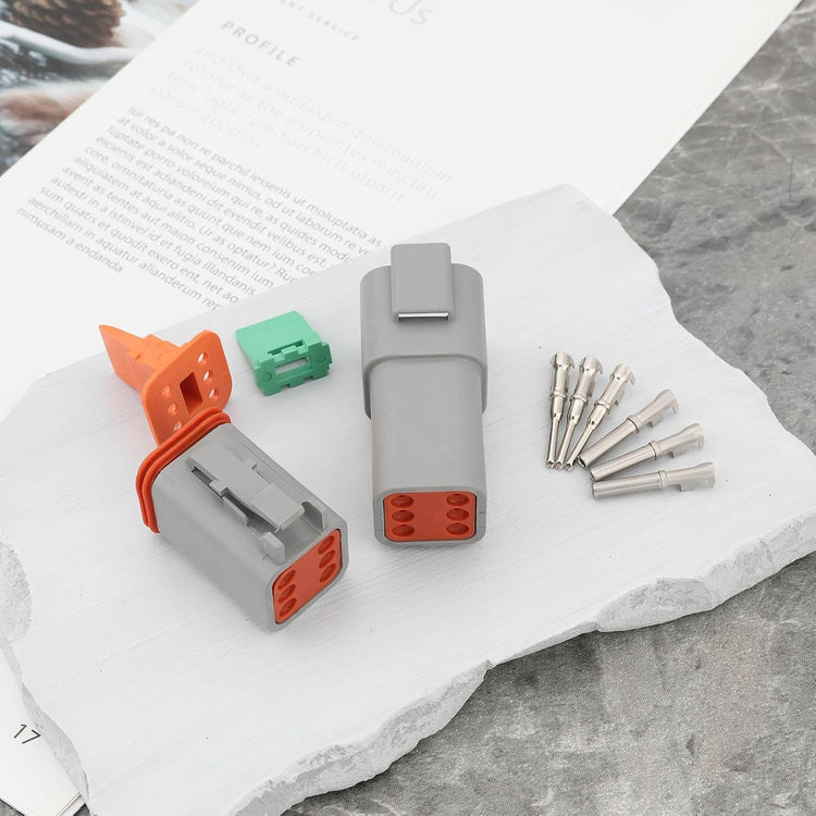 2Set 6 Pin Waterproof Electrical Connector Kit DT04-6P DT06-6S Compatible with D